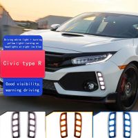 2PCS DRL For Honda Civic Type R typer 2018 2019 2020 2021 2022 Led Daytime Running Lights Yellow Turn Signal Lamp Waterproof