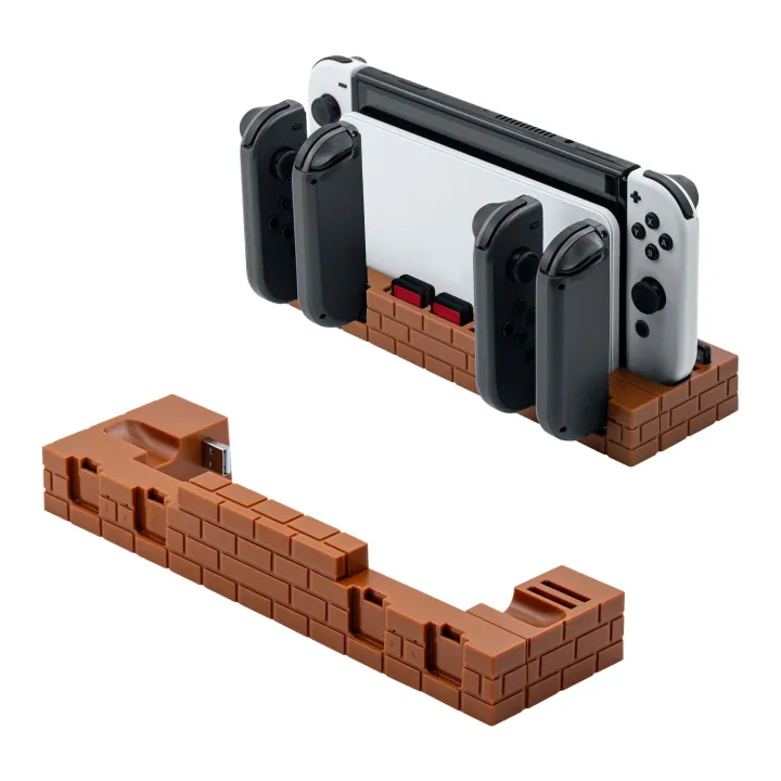 Red Brick Charging Dock with 8 Game Card Slots for Nintendo Switch