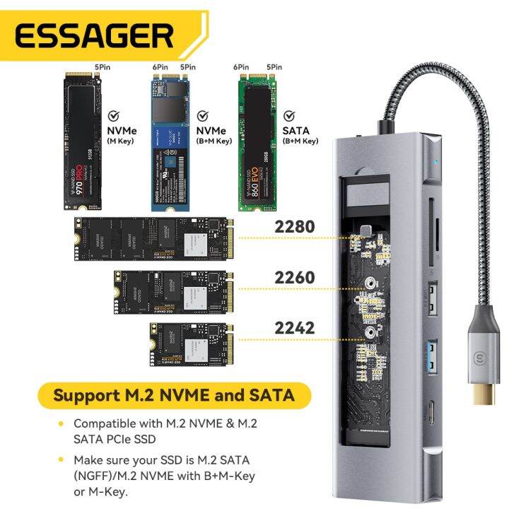 essager-ที่เก็บข้อมูล-usb-ฮับกับ8-in-1-usb-type-c-to-hdmi-compatible-แท่นวางคอมพิวเตอร์-station-สำหรับแมคบุ๊กโปรแอร์-m1-m2-feona