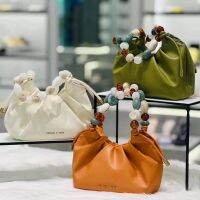 CNK 10270879charlesˉ and keithˉ New Style Womens Bags Trendy Folds Cloud Wave Light Dew Beads Portable Shoulder Bucket Bag