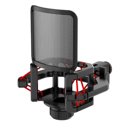 Microphone Shock Mount with Microphone Filter Windscreen Reduce Noise Anti Vibration Screen Stable Easy Install
