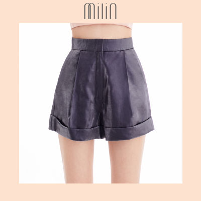 [MILIN] High waist metallic wide leg shorts กางเกงขาสั้น ทรงบาน เอวสูง ผ้าเมทาลิค Tender Shorts สีเทาเมทัลลิก/ Metallic Grey สีคอปเปอร์/ Metallic Copper