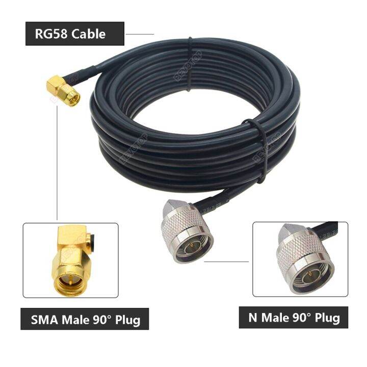 15-30-50cm-1-2-3-10m-30m-rg58-coaxial-cable-sma-male-right-angle-plug-to-n-male-90-degree-plug-connector-50ohm-rf-adapter-cable-electrical-connectors