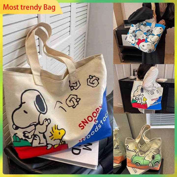 Japanese Style Peanuts Snoopy Tote Bag Fashion Snoopy Canvas Bag For ...