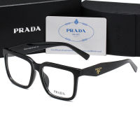 แว่นตา Prada ฤดูร้อน TR90ใหม่กรอบแว่นตาเรโทรแว่นตาแบบแบนสี่เหลี่ยมสำหรับชายและหญิงสามารถติดตั้งแว่นสายตาสั้นได้