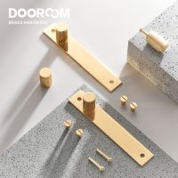 Dooroom Brass Stripe Furniture Handles Shiny Gold With Plate Cupboard Wardrobe Dresser Shoe Box Drawer Cabinet Handles Knobs