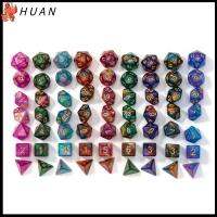 HUAN 7Pcs/set ของขวัญสำหรับเด็ก D4 D6 D8 D10 7-Die เกมตาราง ลูกเต๋า DND ลูกเต๋าเกม ลูกเต๋าหลายด้าน