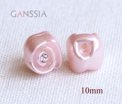 【cw】 20pcs/lot Quality Light Pink Flower Buttons with Crystal Stone Scrapbooking DIY Accessories Resin Buttons (ss 112) ！