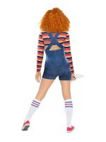 Women Scary Nightmare Killer Doll Wanna Play Movie Character Bodysuit Halloween Doll Costume Cosplay Jumpsuit