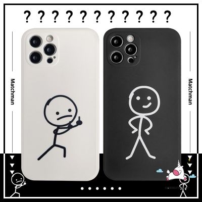 Funny Cartoon Couple Phone Case for iPhone 13 11 12 Pro Max XR X XS MAX 6 6S 7 8 Plus Cute Line Character Soft Cover