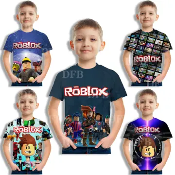 Roblox Boys Short Sleeve T-shirt Summer 3d Printed Tee Tops Kids Comfy  Anime Gifts