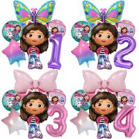 【hot】⊕☢✟ 6pcs Gabby Dollhouse Cats Balloons Birthday Decoration 32 Inch Number Cartoon Baby Shower Supplies Kids Globos