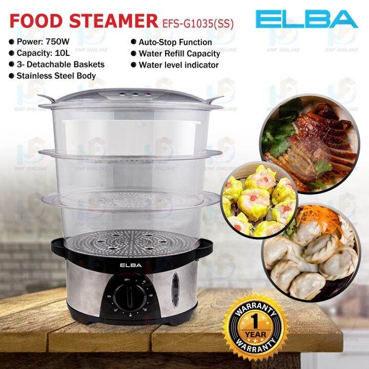(NEW 2020) ELBA FOOD STEAMER EFSG1035 750W / 10L CAPACITY/ 3