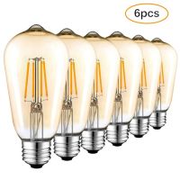 6 Pack Edison Bulb E27 4W ST64 Retro Vintage Incandescent Bulb Edison Lamp Filament Light Bulb Decor