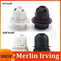 Merlin Irving Shop 5PC 250V 4A E27 Light Bulb Base Plastic Full half Screw Lamp Holder Pendant power Socket Lampshade Ring for E27 White Black