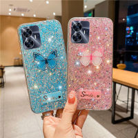 เคสสีเงินคริสตัลผีเสื้อเคสโทรศัพท์ C55 Realme RealmeC55 NFC ฝาครอบเคสนิ่มโปร่งใสแฟชั่นส่องแสงเป็นประกายระยิบระยับใหม่