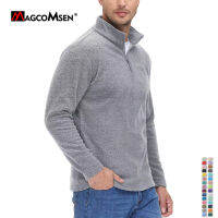 MAGCOMSEN 14ซิปคอปกฤดูใบไม้ร่วงเสื้อกันหนาวขนแกะที่อบอุ่นกลางน้ำหนักเสื้อผู้ชายลำลองคอเต่าเสื้อสวมหัวเดินป่าท็อปส์