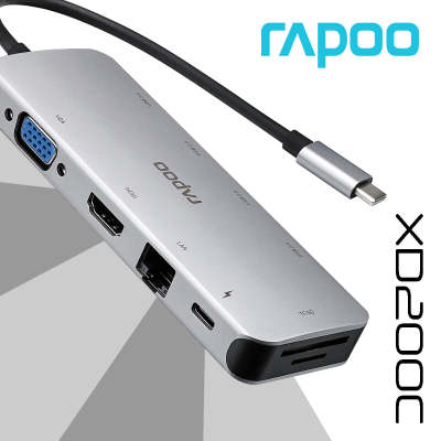RAPOO XD200C USB-C 10 IN 1 MULTI FUNCTION ADAPTER.