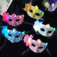 10Pcs กระพริบ Light Up ดอกไม้ Masquerades Venetian Party หน้ากากเครื่องแต่งกายวันเกิดงานแต่งงานฮาโลวีนคริสต์มาส2023