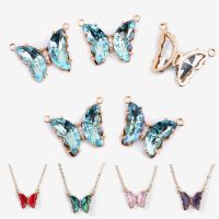 Hot Sale Fantasy Glass Crystal Butterfly Pendant Lovely Connector Pendant Charms For DIY Jewelry Making Exquisite Necklace