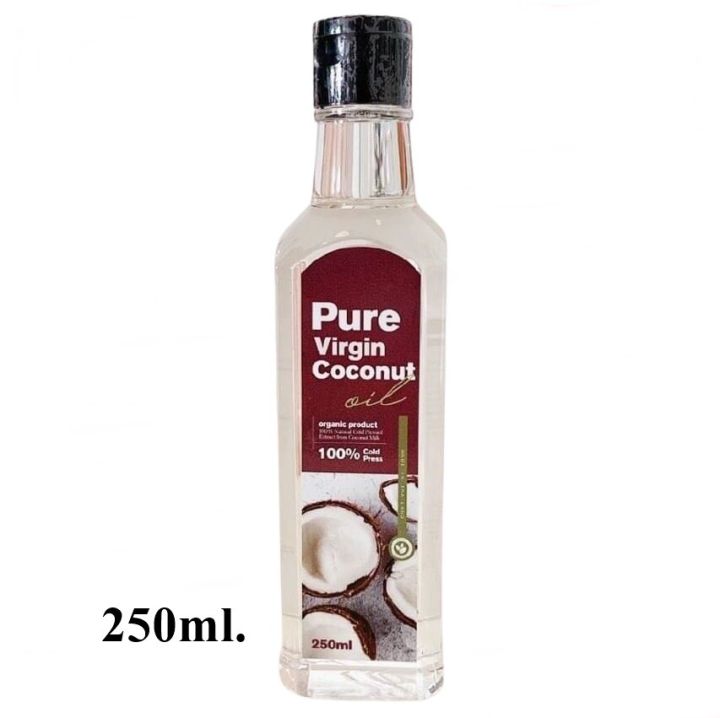 pure-virgin-coconut-oil-250ml-น้ำมันมะพร้าวสกัดเย็น-เพียวเวอร์จิ้น-น้ำมันมะพร้าวบริสุทธิ์-100