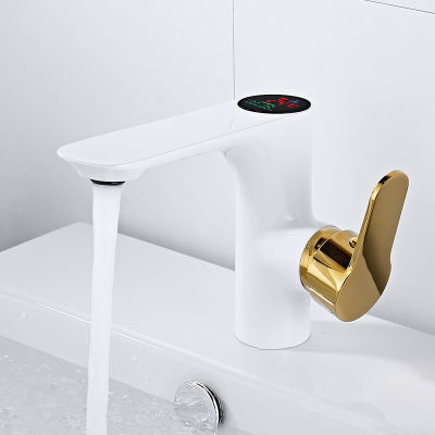 Matte Black Faucet Bathroom Basin Tap with Digital Display Water Power Brass Sink Taps Hydroelectric Power Generation Display