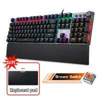 RYRA Gaming Mechanical Keyboard 108คีย์คีย์บอร์ดแบบมีสายสีเขียวชาดำแกน RGB พร้อมที่วางมือสำหรับ Esports PC คอมพิวเตอร์ Gamer