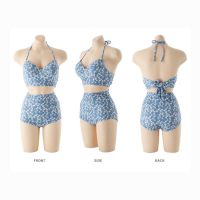 Ins Style New Swimsuit Female Split High Waist Floral Bikini