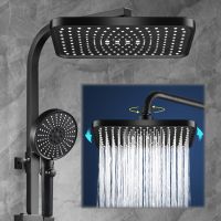 QSR STORE Black 12 Inch Big Rainfall Shower Head Rain Top High Pressure Showerhead Wall Adjustable