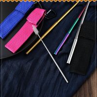 Bar Portable Pipette 1PC Reusable Travel Straw and Cleaning Brush Stainless Steel Metal Telescopic Drinking Straw Folding  bag Specialty Glassware