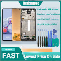 จอ OLED Redsange สำหรับ Samsung Galaxy A52 4G A525F จอแสดงผล LCD แบบสัมผัสหน้าจอชุดประกอบดิจิไทเซอร์อะไหล่ซัมซุง Samsung A52 4G กรอบกลางสำหรับ A525 Samsung A52 4G