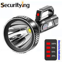 SecurityIng Super Bright LED แบบพกพา18650ไฟสปอร์ตไลท์ไฟฉายมือถือไฟฉาย LED กลางแจ้งแบบชาร์จไฟตั้งแคมป์ไฟตกปลาแสง