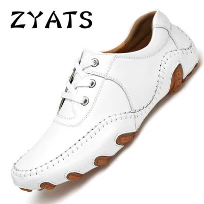 ZYATS ชายสไตล์อังกฤษลำลองรองเท้าหนังแท้ลื่นคุณภาพสูงกลางแจ้งรองเท้า Zapatos รองเท้า hombre 38-46