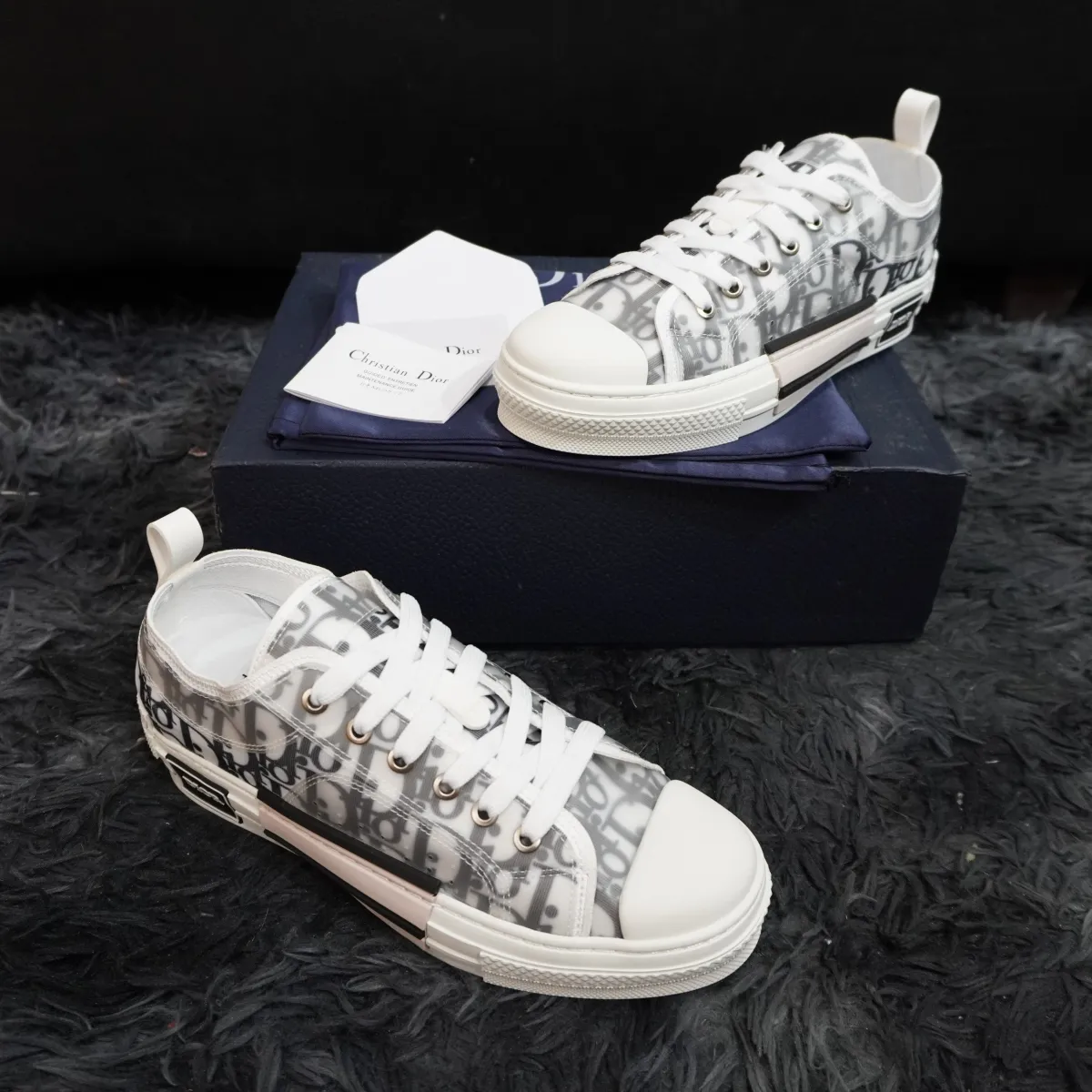 B23 HighTop Sneaker Black and White Dior Oblique Canvas with Black  Calfskin  DIOR GB