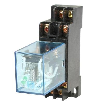 HH52P DC 24V Coil DPDT 8 Pins Electromagnetic Power Relay with DYF08A Base, Black+ Clear Blue