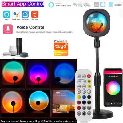 2021Tuya Wifi USB RGB Sunrise Lamp Color Changing Projection Rainbow Spotlight Light Projector Led Night Light For Alexa Google Home