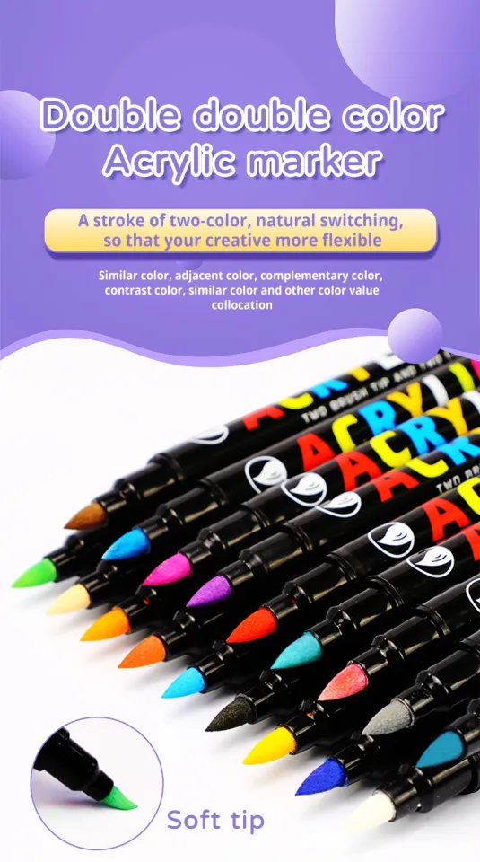 84/36 Colors Sketching Markers Set Dual Brush Acrylic Paint Pens for  Calligraphy Lettering Rock Glass Canvas Metal Ceramic Wood