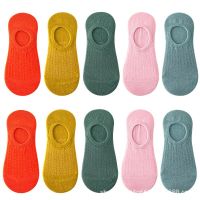 10 colors Socks female boat socks shallow mouth invisible cotton socks candy color silicone non-slip non-slip heel socks Socks Tights