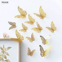 【YF】☄  12/24/36Pcs Hollow Wall Sticker Gold Wedding Decoration Bed Room Decal Stickers