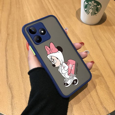 GGK เคสโทรศัพท์สำหรับ Realme C53 Realme Narzo N53เด็กผู้หญิงการ์ตูนน่ารักแฟชั่นมินี่เมาส์มีน้ำค้างแข็งโปร่งใสเคสโทรศัพท์มือถือกันกระแทกกล้องคลุมทั้งหมด