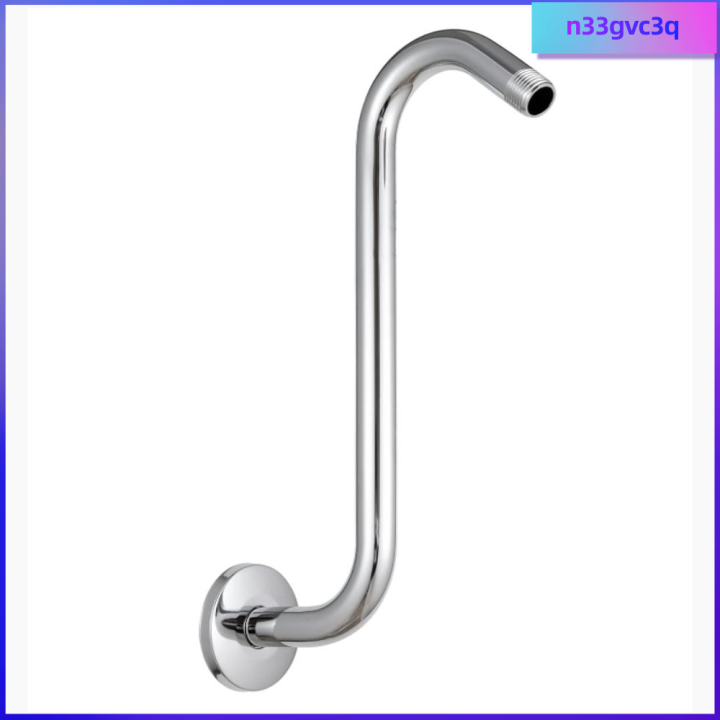 N33GVC3Q 18 Inch Shower Head S Shaped Chrome Finish High Rise Goose