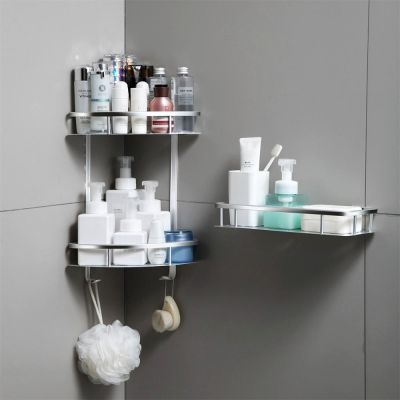 ✠ Alumimum Bathroom Shelf Storage Rack Shower Caddy Shampoo Holder Corner Wall Shelves Spice Rack Bathroom Kitchen Organizer