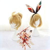 Rin / Len Short Blonde Heat Resistant Hair Cosplay Costume Cap cosplay Anime Characters Dress Up Wig Short Wig + Track + Wig Cap Wig  Hair Extensions