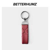 Betterhumz Cowhide Leather Keychain Universal Top Layer Key Ring For Tesla Model 3 Y S X BMW E90 E60 F30 F20 G30 Car Key Holder