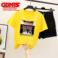 【จัดส่งฟรี】GONISผู้ชายแบรนด์น้ำอะนิเมะเสื้อยืดการ์ตูนนารูโตะผู้ชายและผู้หญิงแขนสั้นเสื้อยืดคู่การ์ตูนพิมพ์ท็อปส์หลวมสำหรับคนรักนารูโตะเสื้อยืด