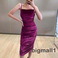 Bigmall - ชุดเดรสสําหรับสตรีเซ็กซี่แขนกุดเปิดไหล่ One - Piece Bodycon