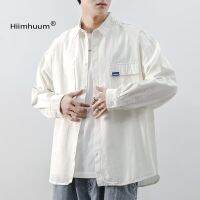 เสื้อเชิ้ตผู้ชายแขนยาวเรียบง่าย Workwear Jacket สไตล์ฮ่องกง Trend Loose Casual Shirts