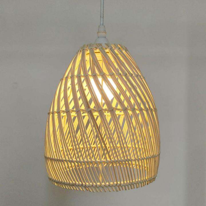 BolehDeals Woven Rattan Pendant Lamp Cover 1 Piece Rattan Lamp Shade