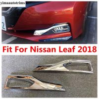 กันชนหน้ารถโครเมี่ยม2ชิ้นกรอบไฟไฟตัดหมอกตัดหมอกสำหรับ Nissan Leaf 2018 -2022ชุดอุปกรณ์ตกแต่งภายนอก