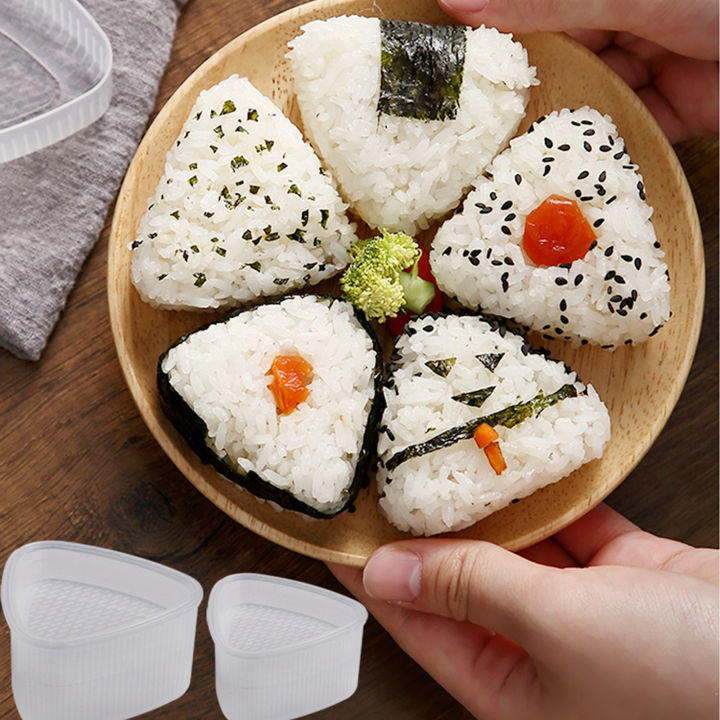 Onigiri Mold, Sushi Mold, 2 Pack Triangle Onigiri Rice Mold Sushi Making Kit  Onigiri DIY Tool Rice Ball Mold for Rice Ball, Sushi (2 White) 